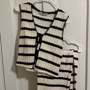 Striped Black and White Knit Set